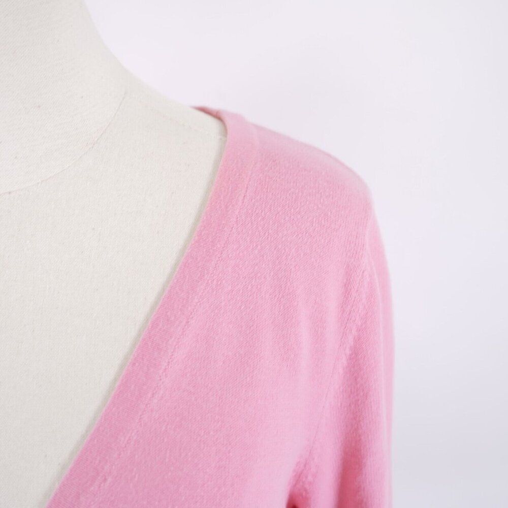 Tommy Hilfiger Medium Pink Button Cardigan Sweater with Long Sleeve With Ruching - Picture 4 of 8